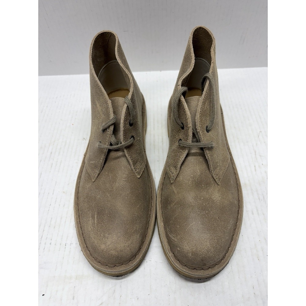 Clarks Men Size 10 Taupe Desert Sand Suede Lace Up Chukka Boots Gum Sole  EUC